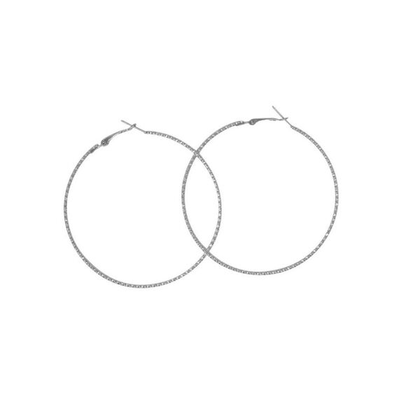 Oversized Textured Metal Hoop Earrings - Picture 7 of 9